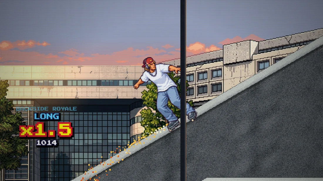 A backside royale down the big Bercy ledge
