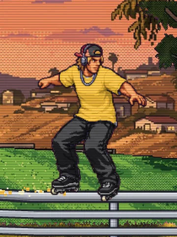 Yellow tee, black jeans