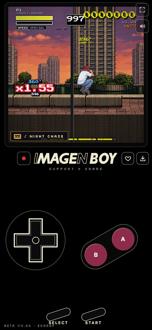 Street Blader on a phone, mid-run, with the REC button by the IMAGEN BOY logo